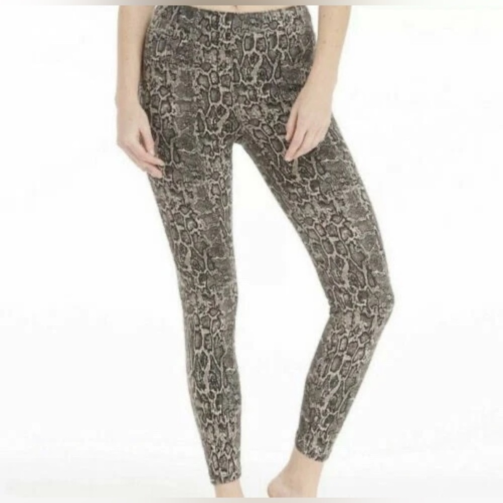 Spanx Jean-ish Ankle Leggings Taupe Snakeskin Sz Small